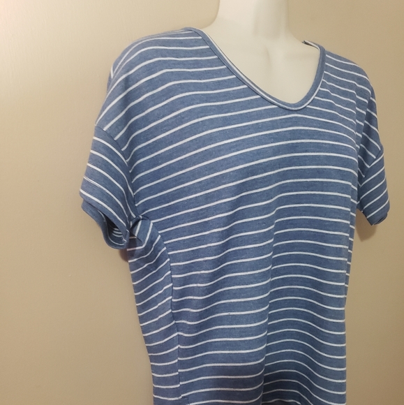 Splendid short sleeve top blue white stripes high low hem size Small - Picture 5 of 8